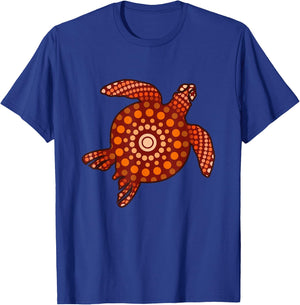 Red and Orange Turtle Aboriginal Art T-Shirt - T-Shirt | Royal