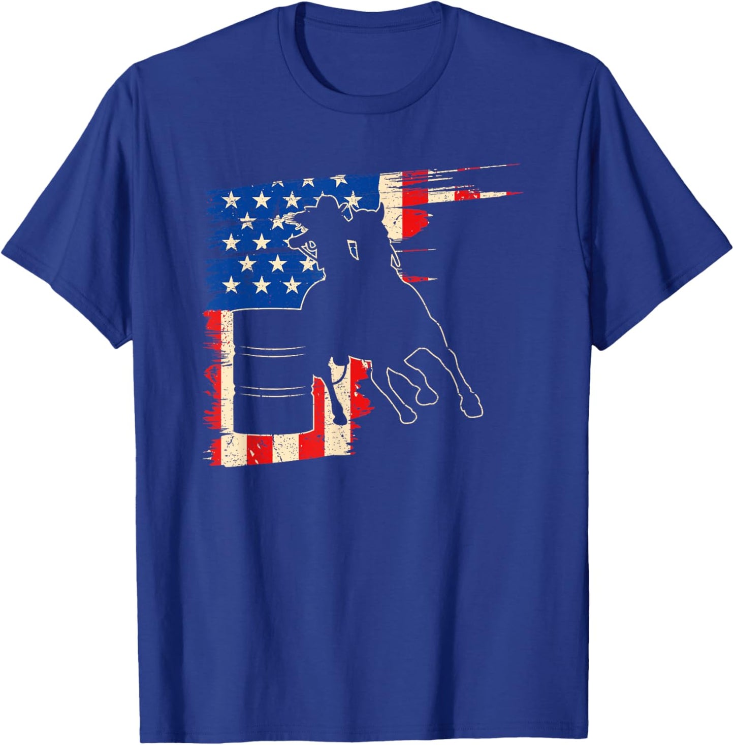 Barrel Racer American Flag, Patriotic Rodeo Barrel Racing T-Shirt - T-Shirt | Royal
