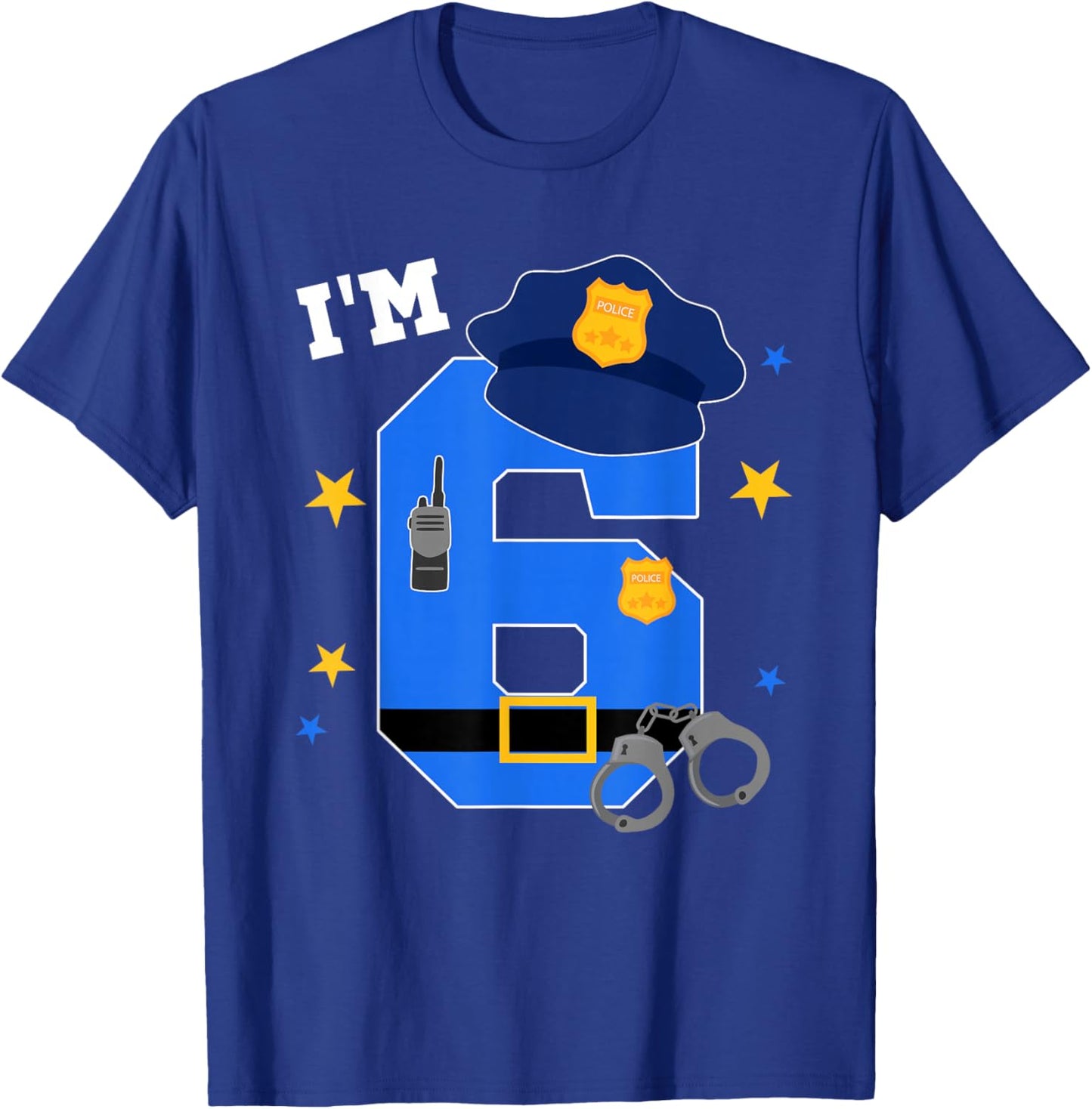 6th Birthday Police Theme 6 Year Old Birthday Police Officer T-Shirt - T-Shirt | Royal