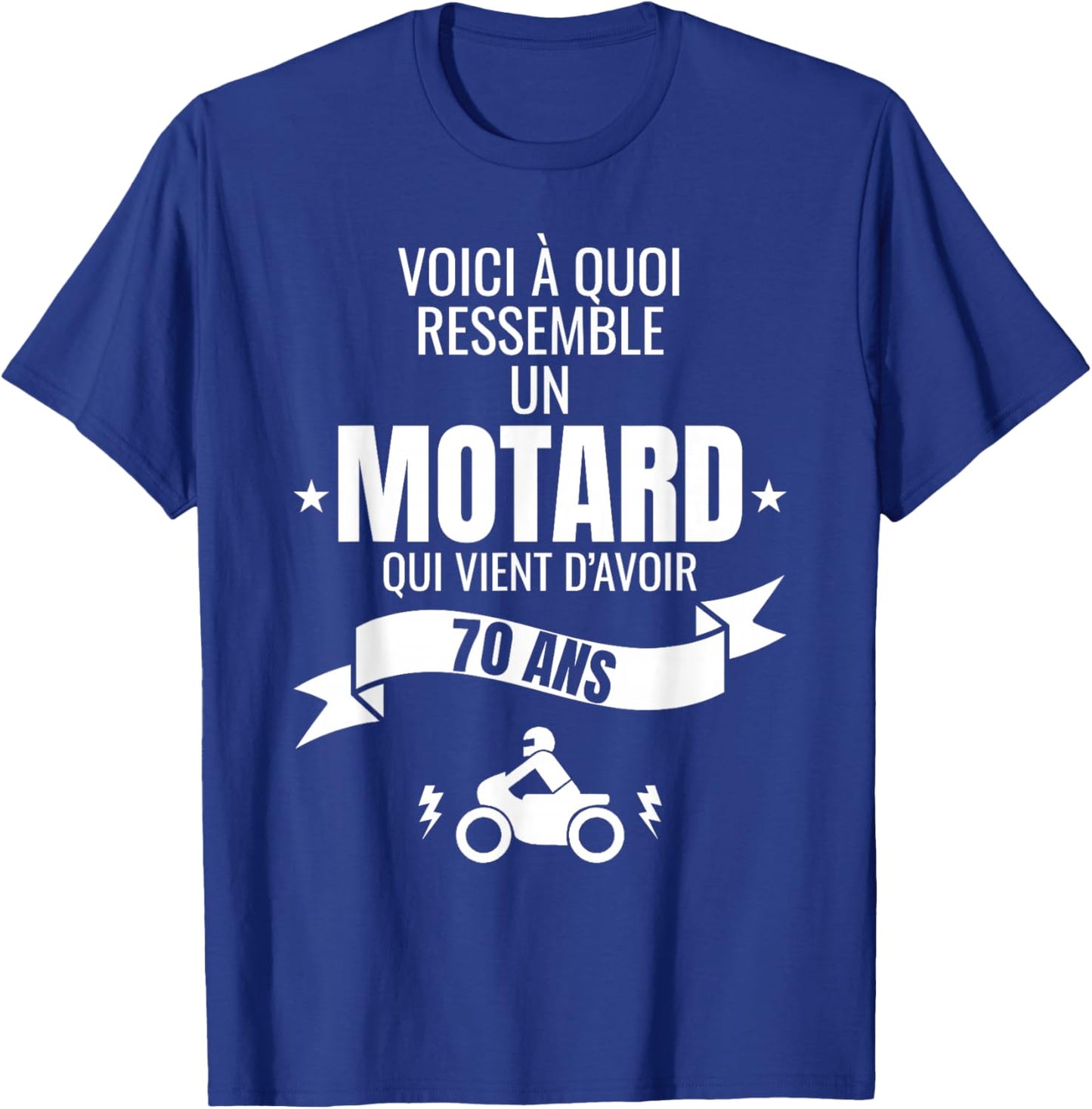 Gift for a biker humour man original 70 years , Black, S T-Shirt - T-Shirt | Royal