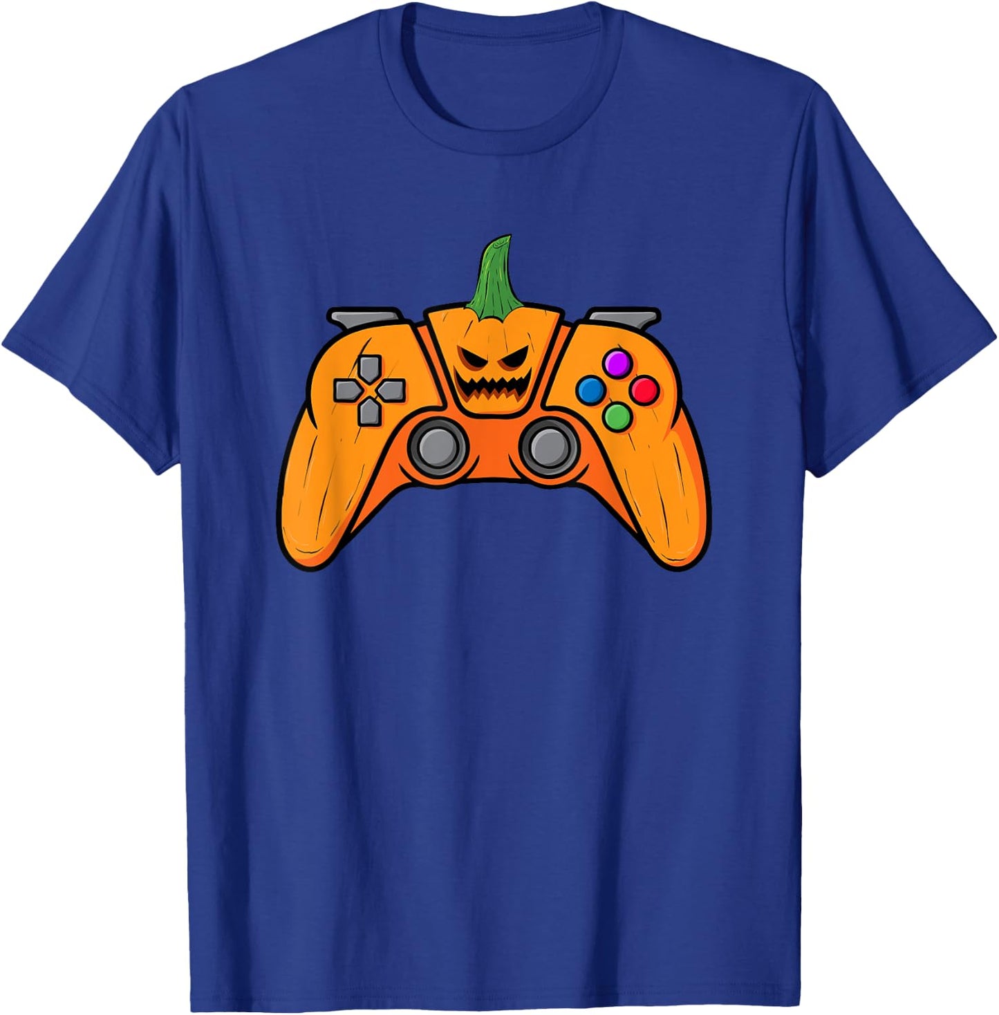 Halloween Video Game Controller With Pumpkin Face Gaming T-Shirt - T-Shirt | Royal
