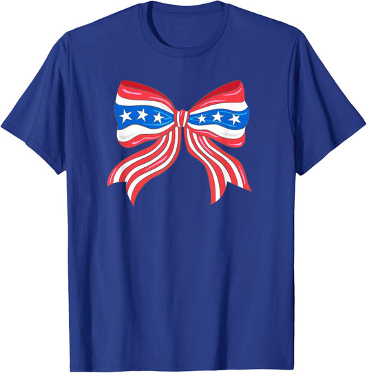 Preppy Patriotic Bow USA Flag T-Shirt - T-Shirt | Royal