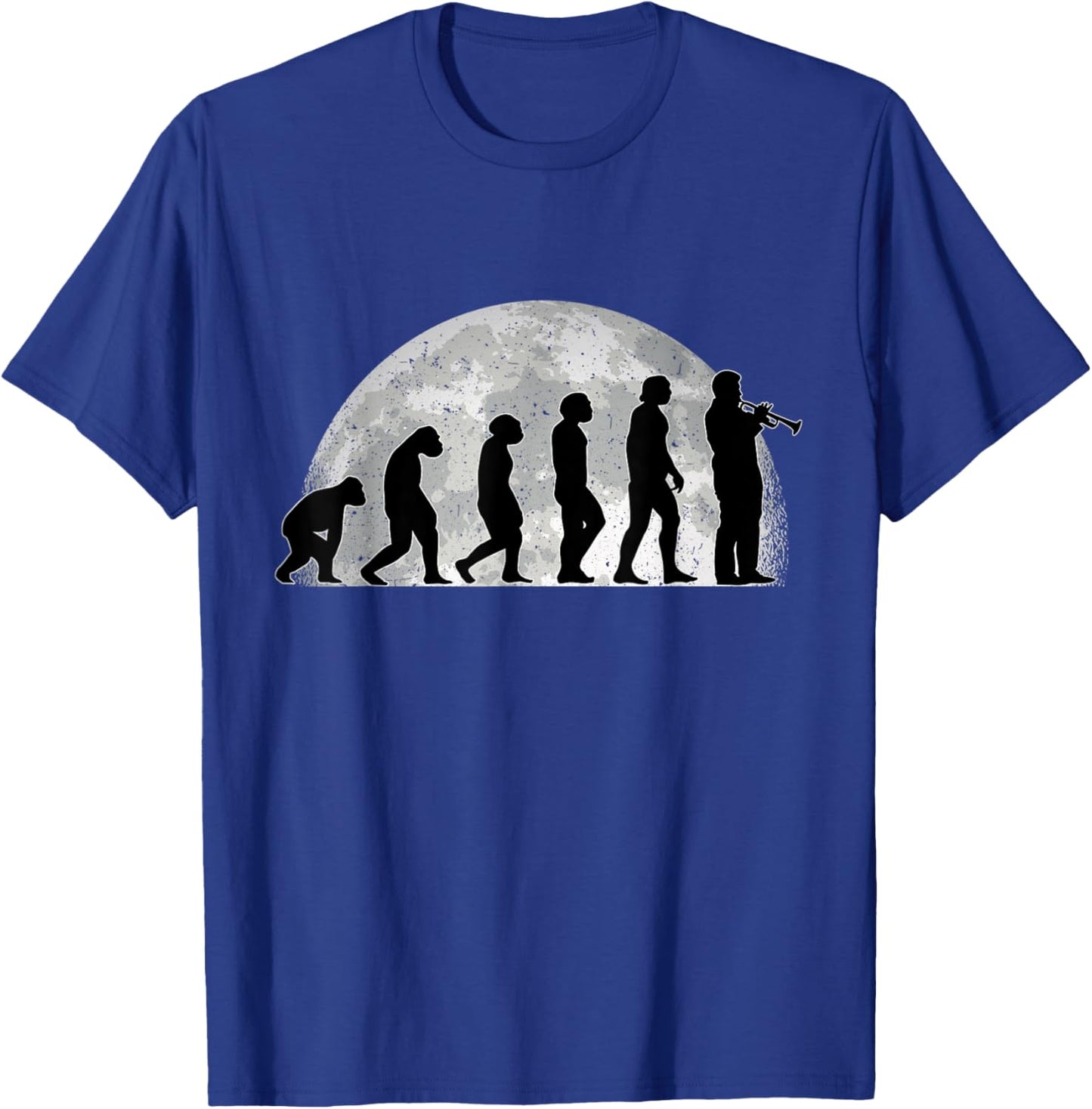 Trumpet Evolution Moon Trumpeter Jazz Music T-Shirt - T-Shirt | Royal