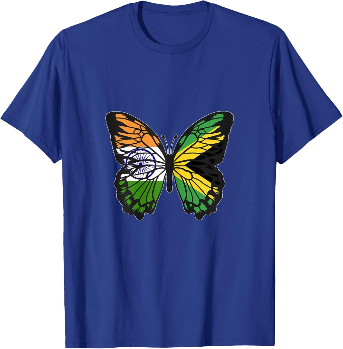 India and Jamaica Mix Butterfly Half Indian half Jamaican T-Shirt - T-Shirt | Royal