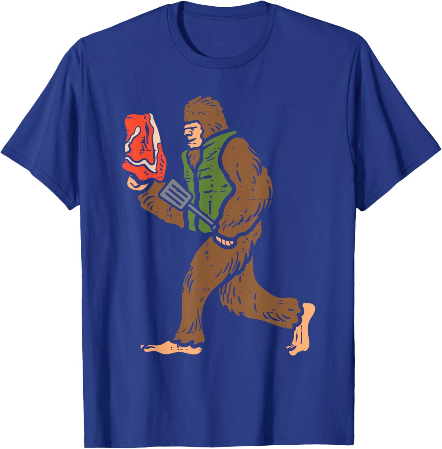 Bigfoot Barbecue Bbq Sasquatch Meat Grilling Women Men Kids T-Shirt - T-Shirt | Royal