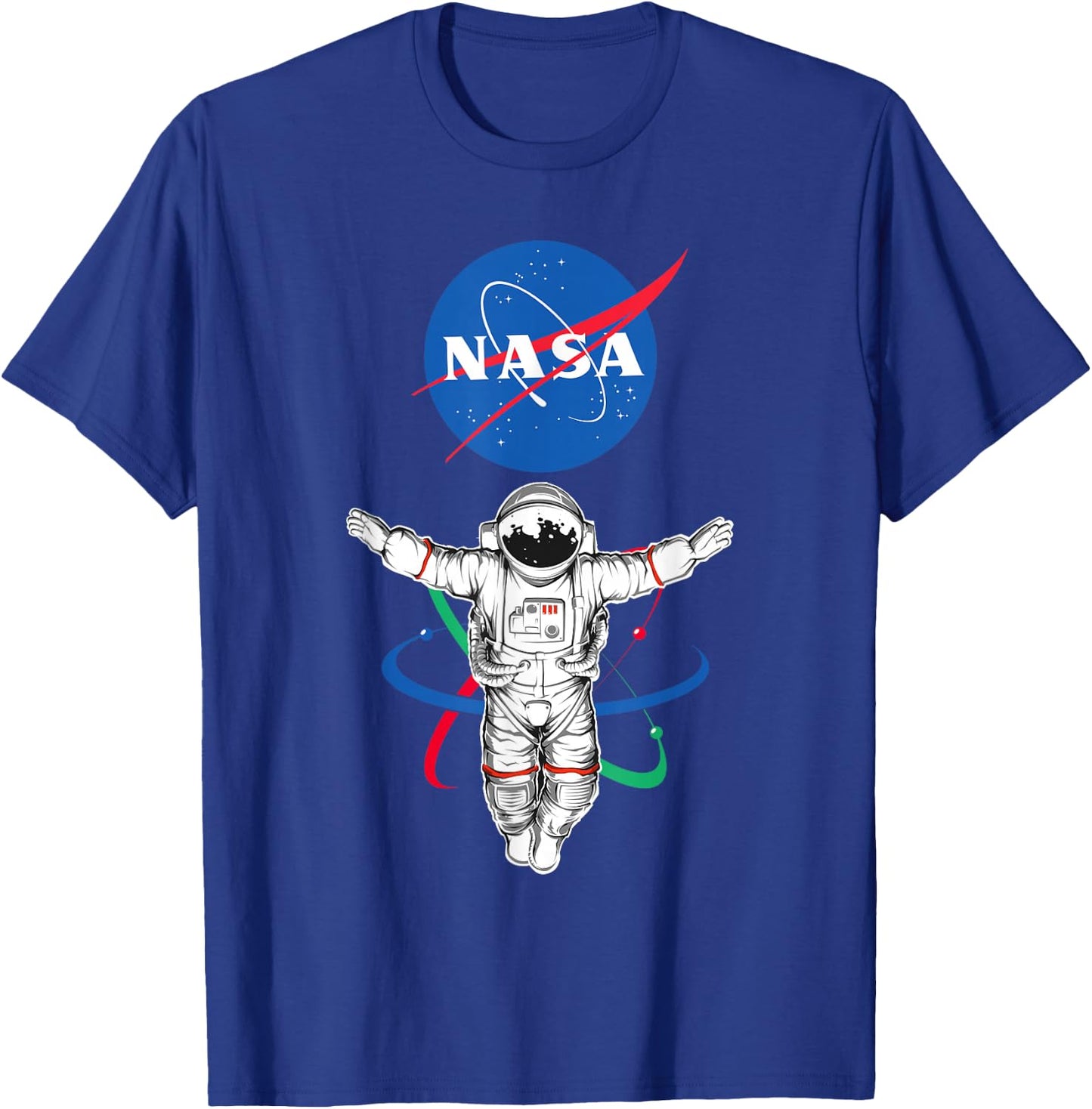 Major Future NASA - -Adults, Black, Small, Short Sleeve, Cotton/Polyester, Astronaut Atom NASA Theme T-Shirt - T-Shirt | Royal