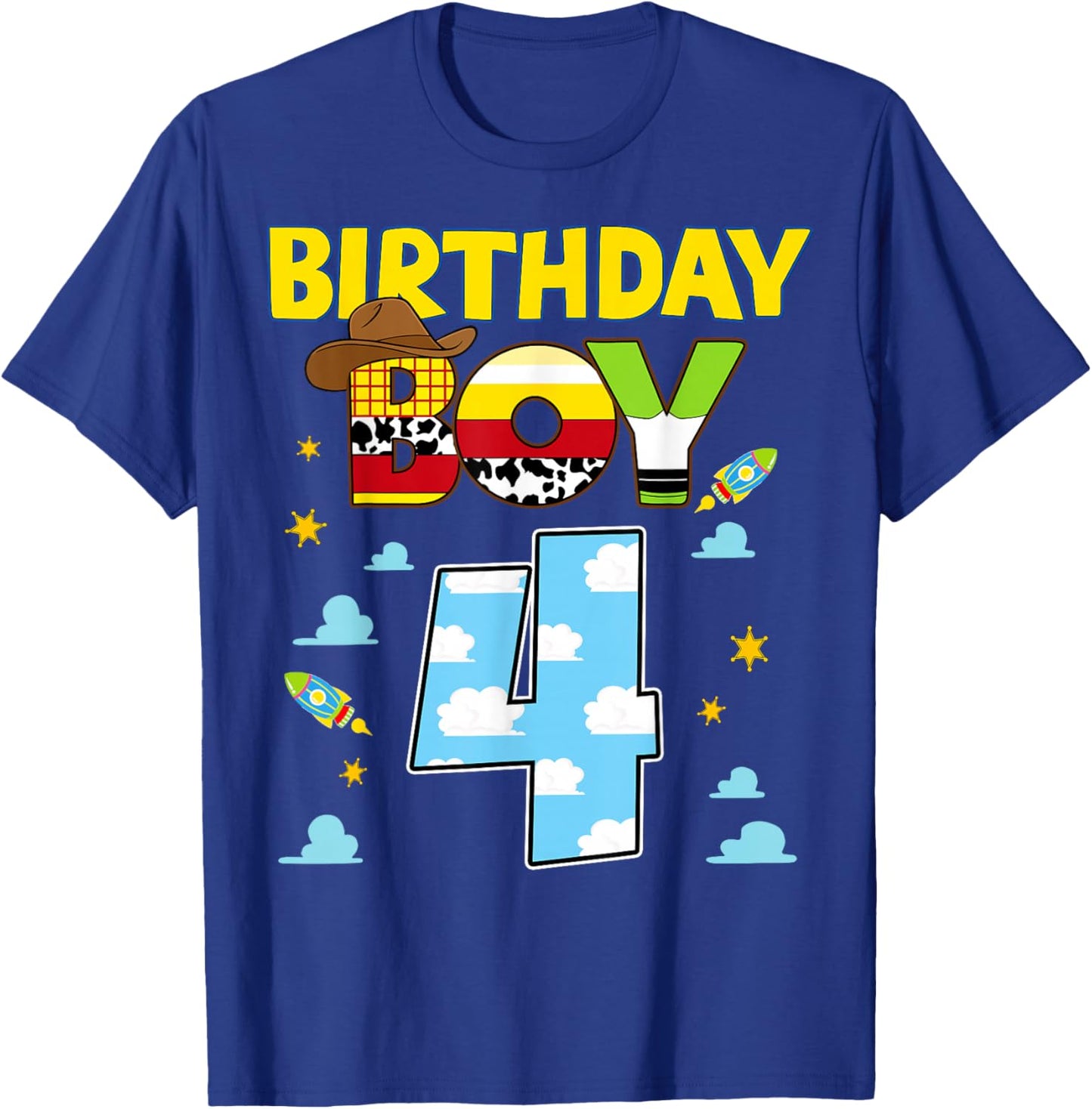 Western Family Birthday Boy Shirt 4 Cowboy 4th Birthday T-Shirt - T-Shirt | Royal