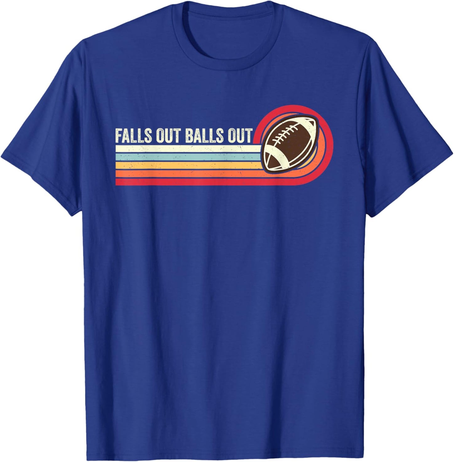 Falls Out Balls Out Retro Football Vintage Thanksgiving T-Shirt - T-Shirt | Royal