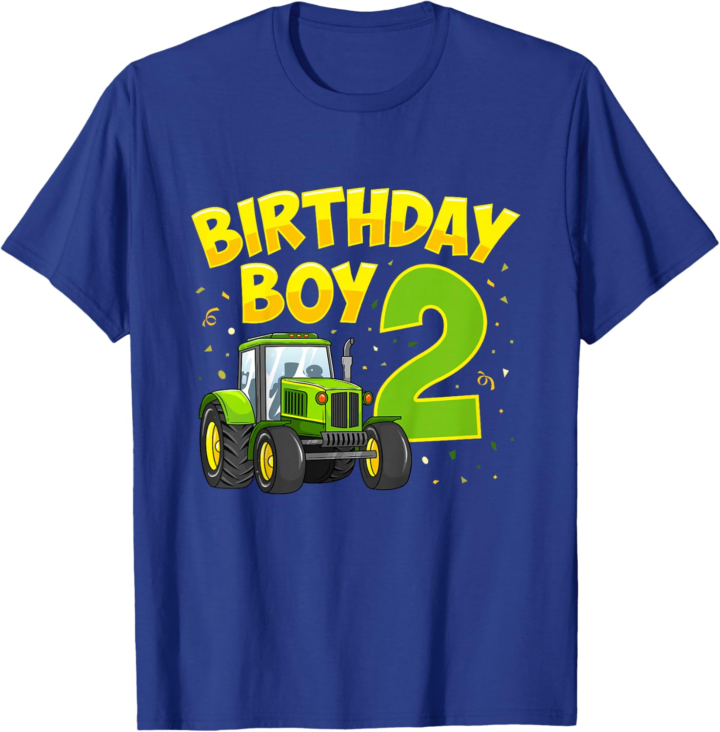 Kids 2nd Birthday Boy 2 Year Old Farm Truck Tractor Party T-Shirt - T-Shirt | Royal