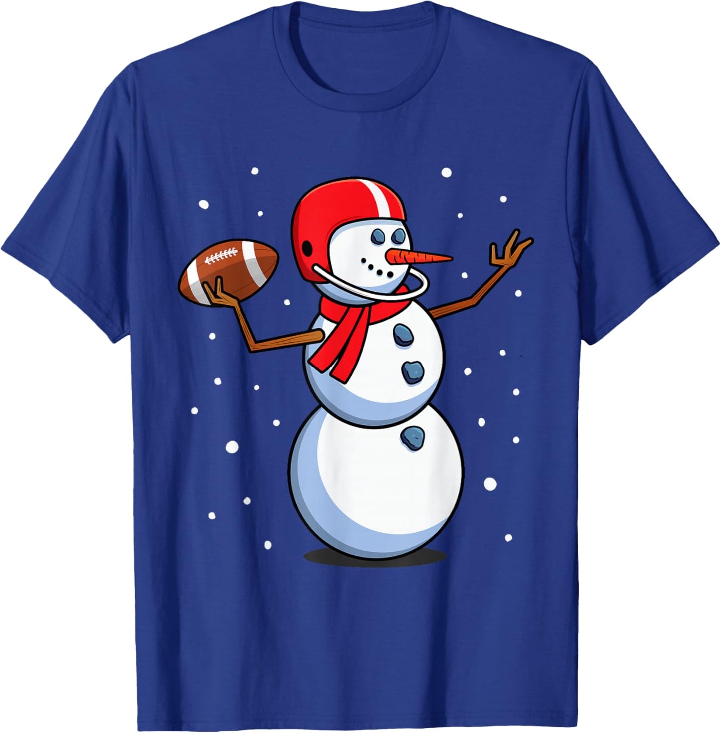 Snowman Football Player Santa Hat Men Boys Christmas Sports T-Shirt - T-Shirt | Royal