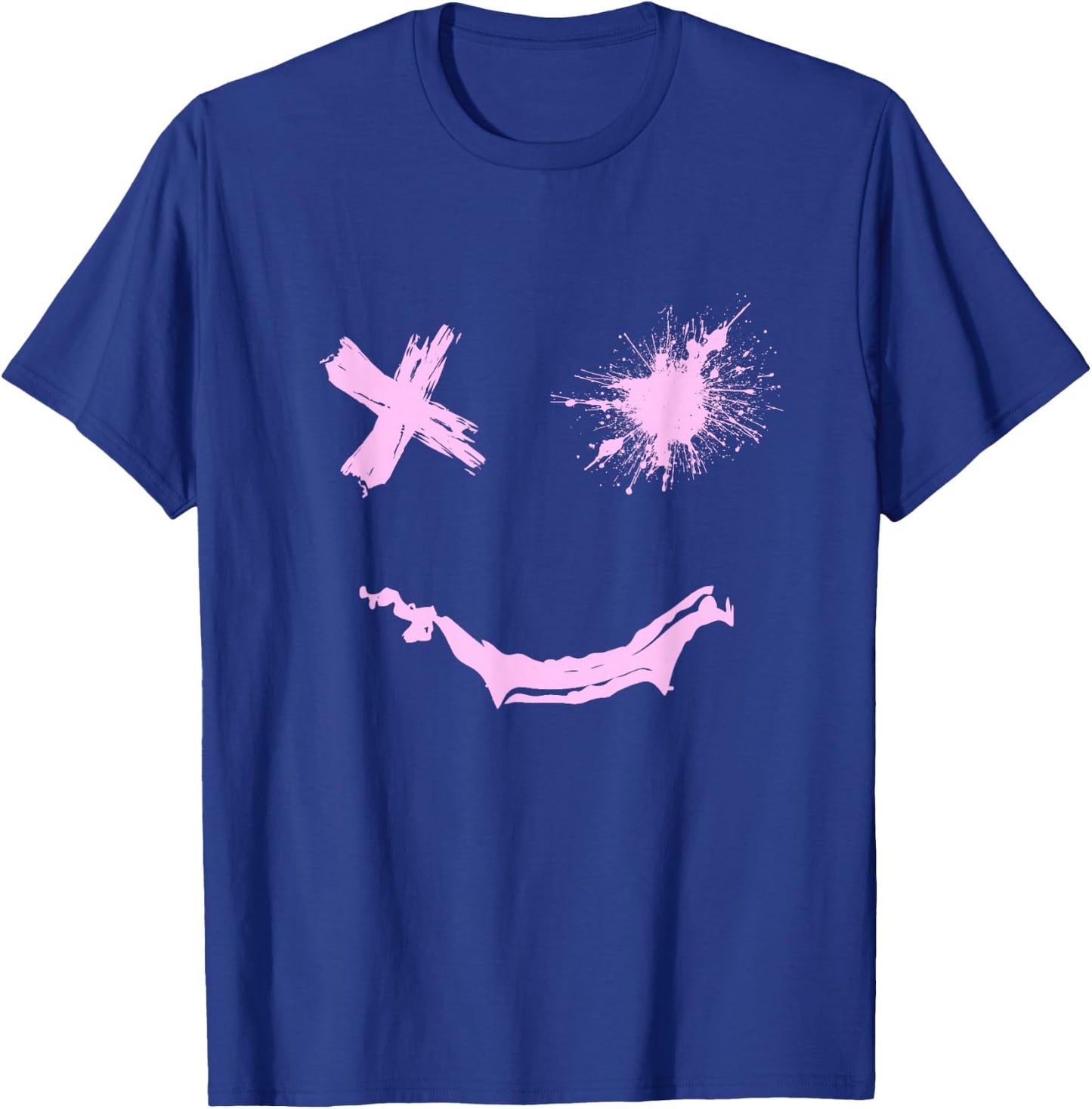 Pink Grunge Face Smile Color Graphic Pink T-Shirt - T-Shirt | Royal