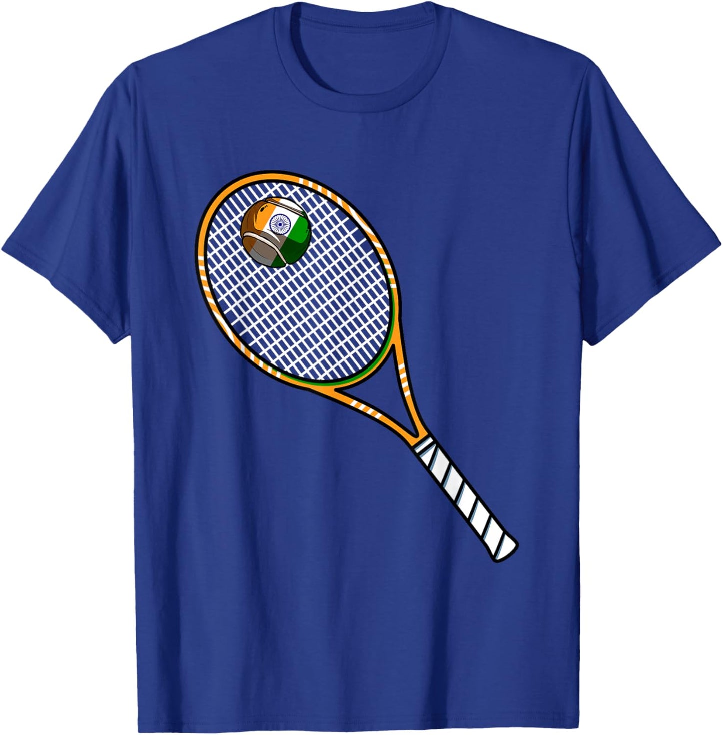 Tennis Racket And Ball Flag Of India T-Shirt - T-Shirt | Royal