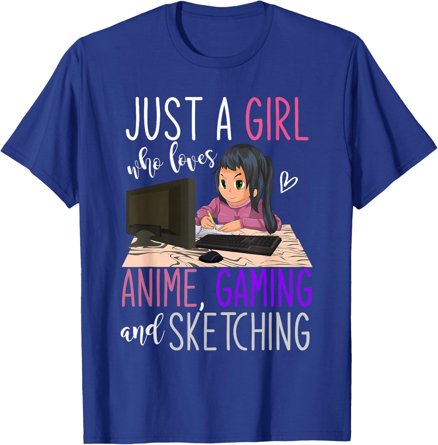 Artist Gamer Girls Gift Sketching Video Games Gaming Anime T-Shirt - T-Shirt | Royal