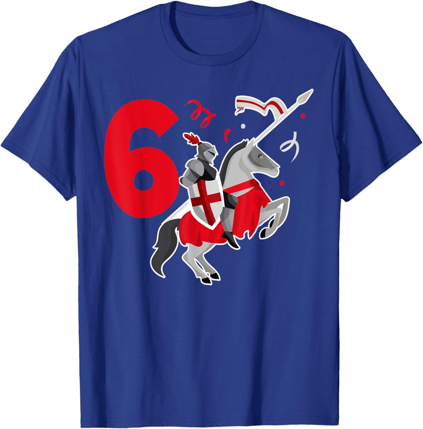 Kids 6th Birthday Party 6 Years Old Son Knights Soldier T-Shirt - T-Shirt | Royal