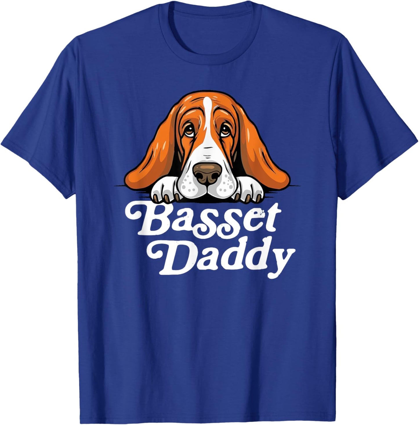 Basset Daddy Basset Hound Dad Puppy Cute Retro Dog Dad 80s T-Shirt - T-Shirt | Royal