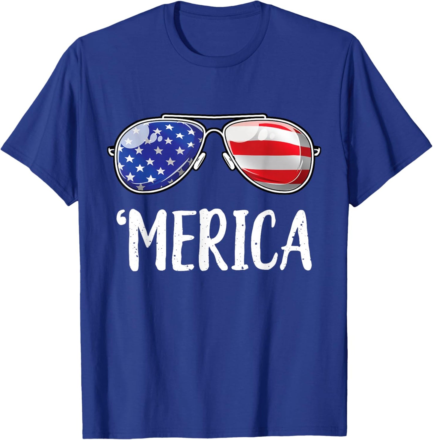 Merica Sunglasses 4th of July Men Women USA American Flag T-Shirt - T-Shirt | Royal