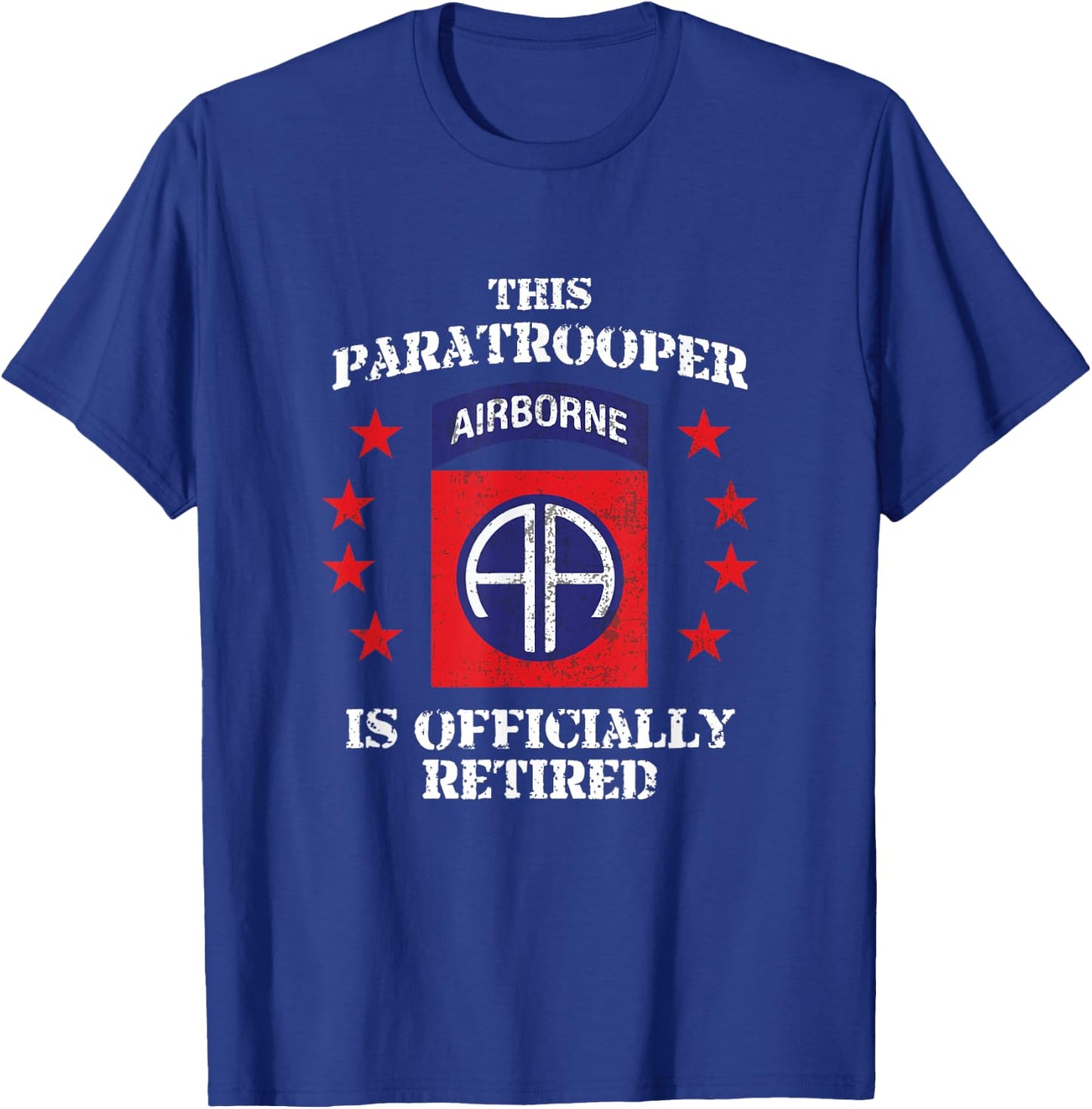 Retired 82nd Airborne Division Paratrooper T-Shirt - T-Shirt | Royal