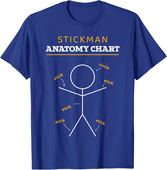Stick Figures Anatomy Chart Funny Anatomist Stickman Anatomy T-Shirt - T-Shirt | Royal