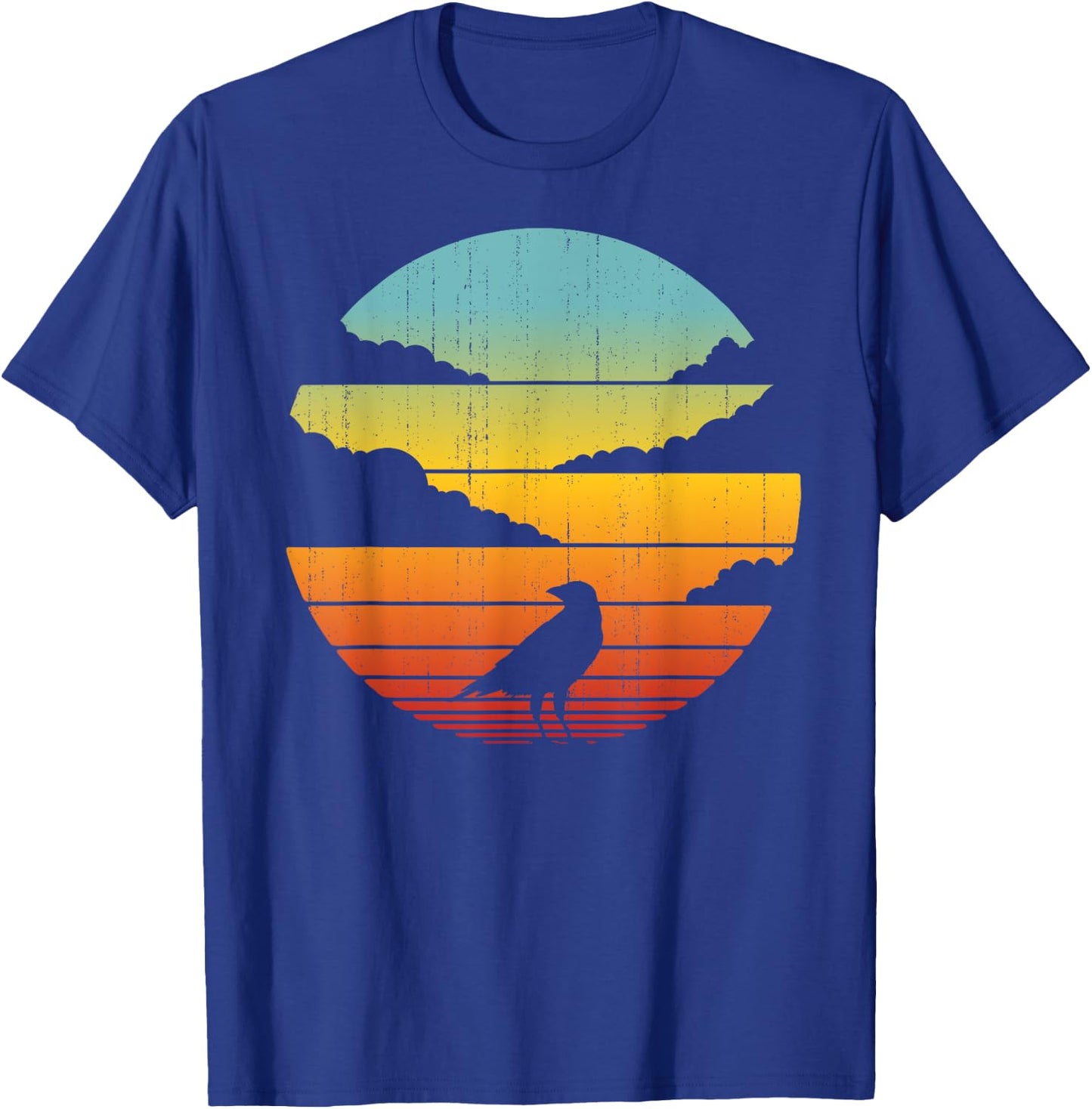 Crow Retro Vintage 60s 70s Sunset Bird Lovers Men Women T-Shirt - T-Shirt | Royal