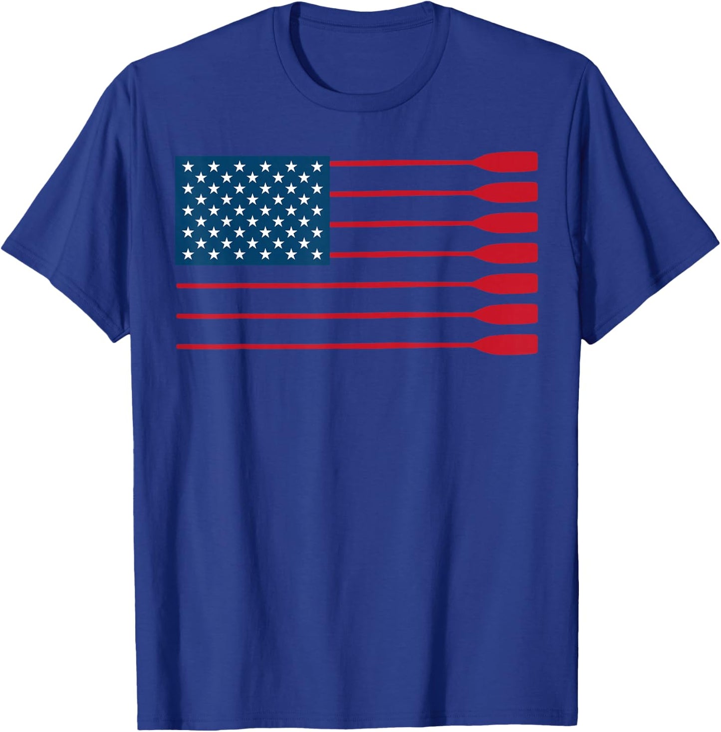 Cool American Flag Rowing Oar Funny Paddle Lover Rowers T-Shirt - T-Shirt | Royal