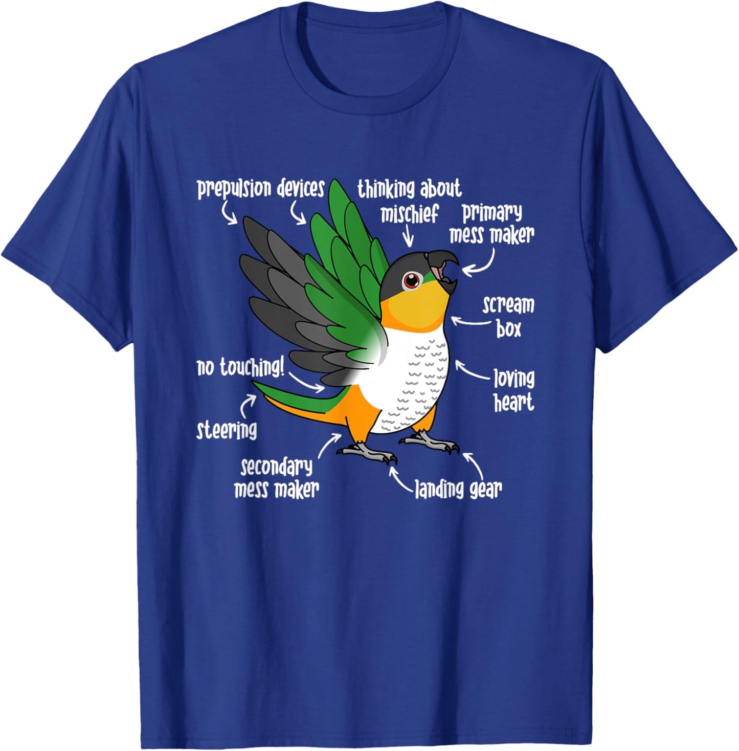 Parrot Anatomy I Black-headed Caique T-Shirt - T-Shirt | Royal