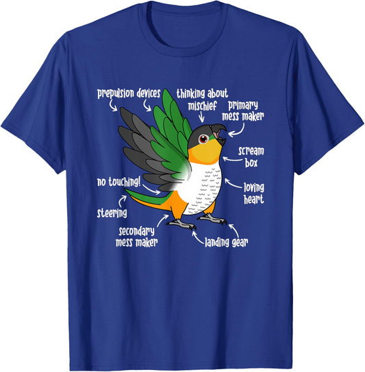 Parrot Anatomy I Black-headed Caique T-Shirt - T-Shirt | Royal