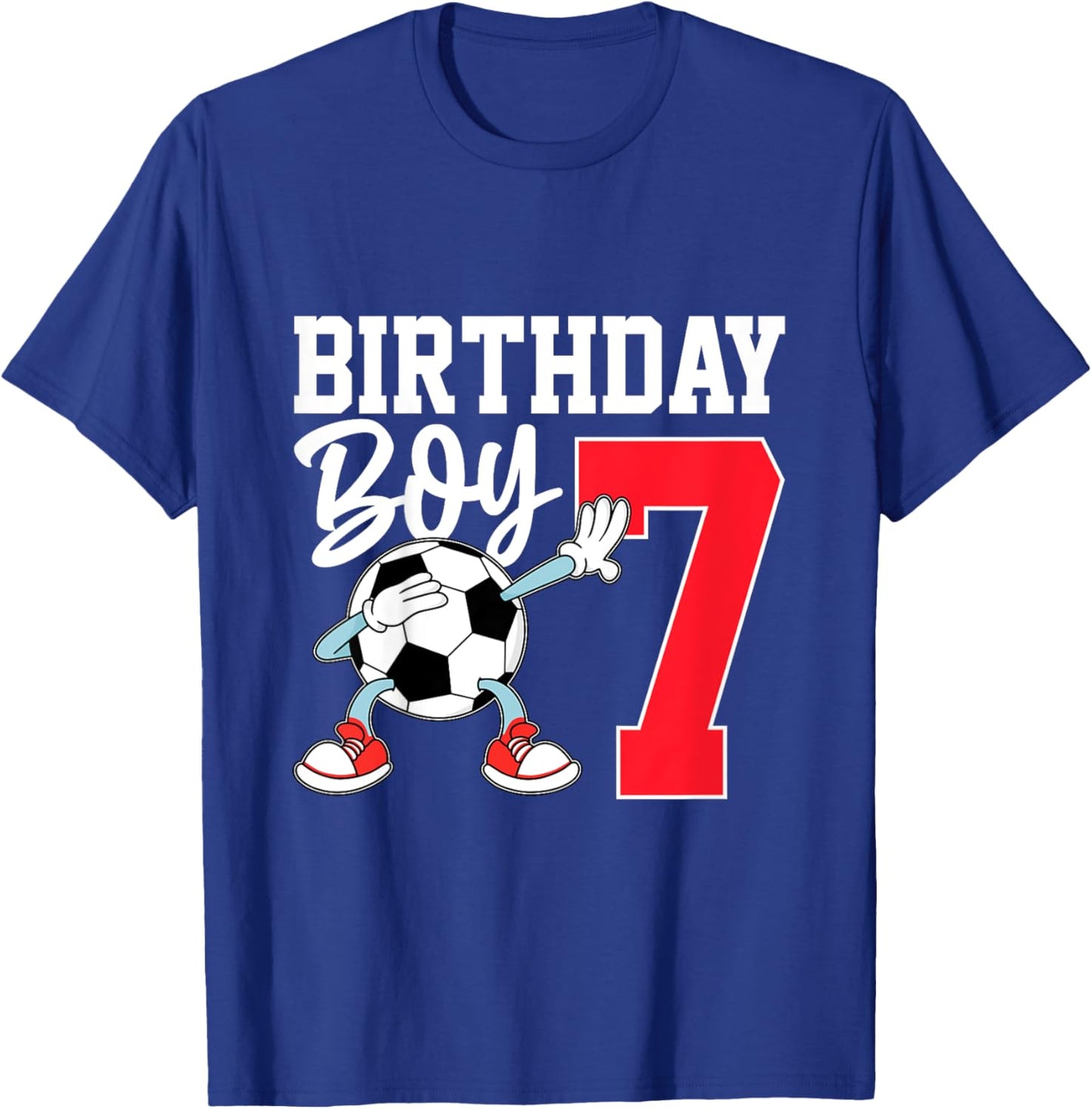 Kids 7th Birthday Shirt Boy Soccer Kids Football Seven 7 Year Old T-Shirt - T-Shirt | Royal