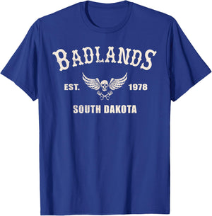 Badlands South Dakota Motorcycle Biker Rider Trail T-Shirt - T-Shirt | Royal