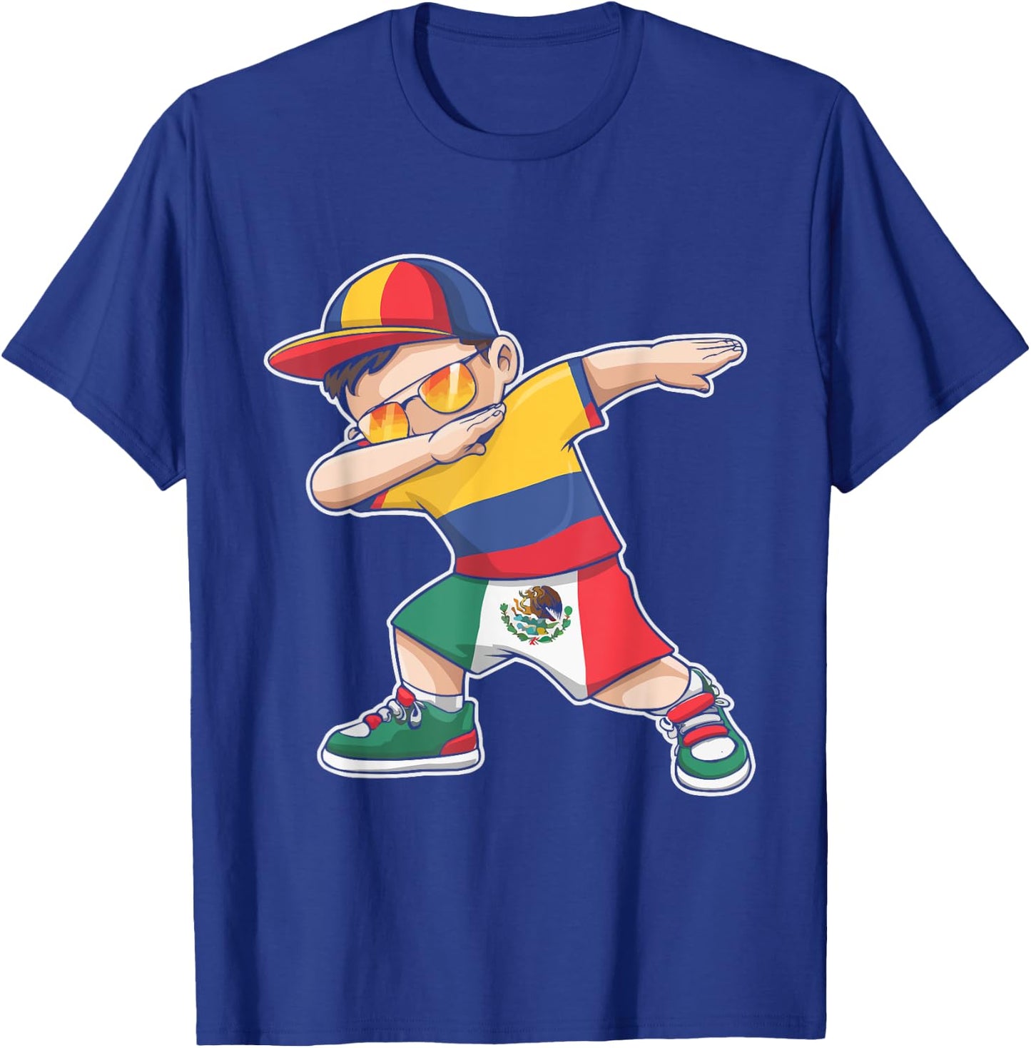 Half Columbian Half Mexican Mexico Flag Columbia T-Shirt - T-Shirt | Royal