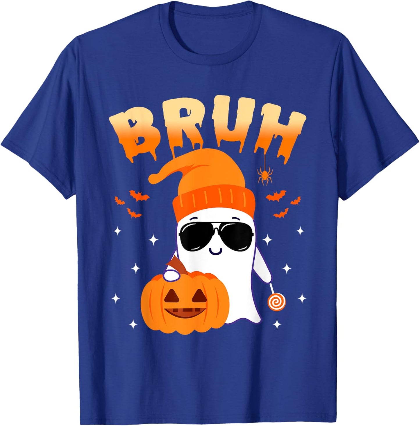 Bruh Ghost Halloween Cute Ghost Trick Or Treat Candy Kids T-Shirt - T-Shirt | Royal