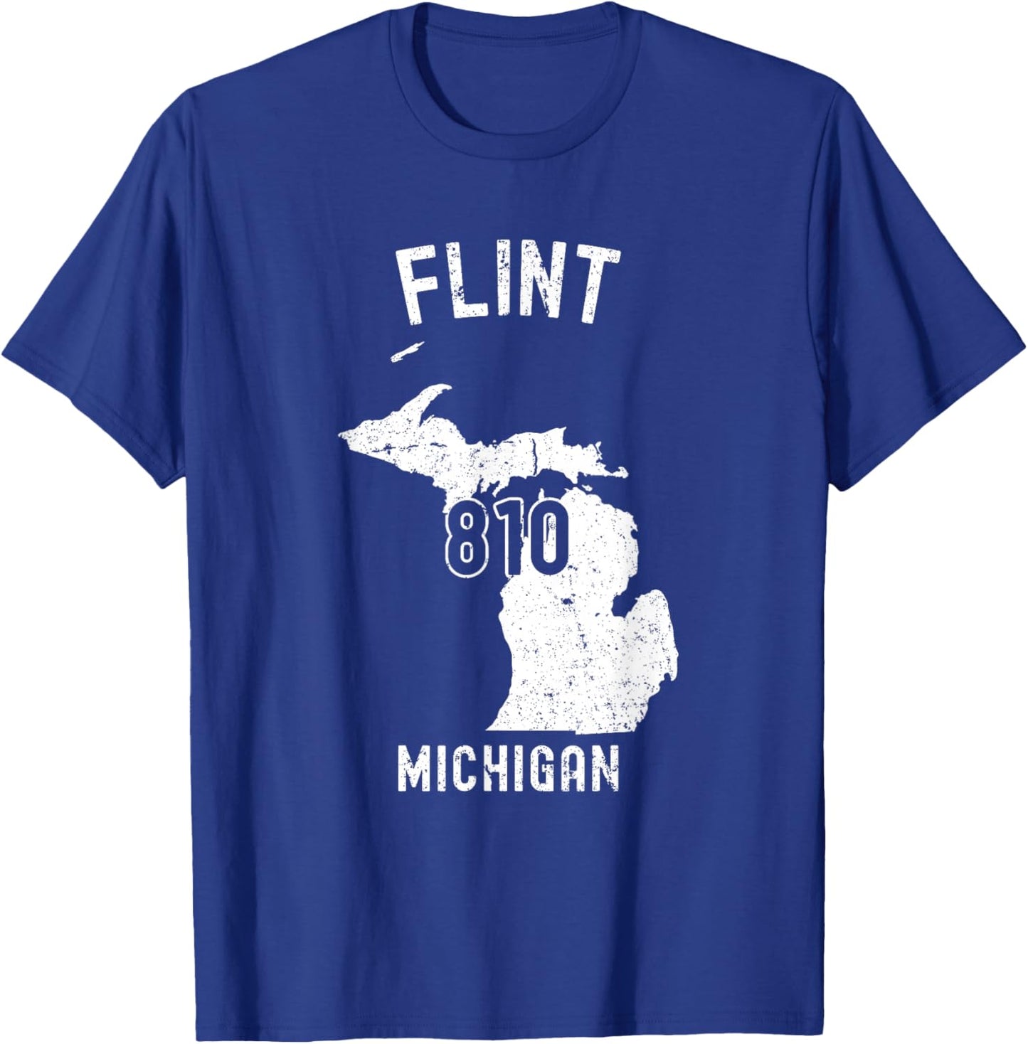 Flint Michigan MI 810 Vintage Athletic Style T-Shirt - T-Shirt | Royal