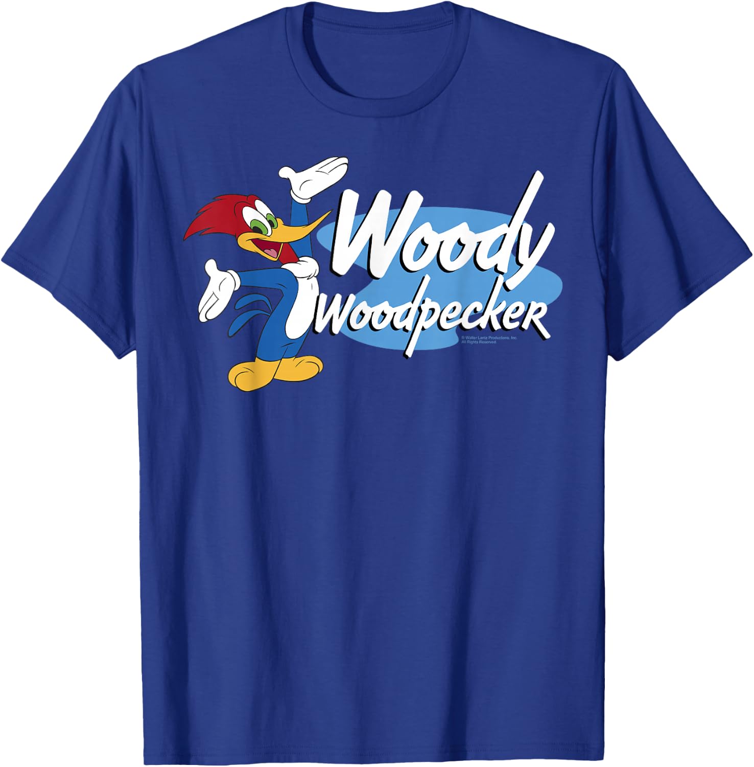 Woody Woodpecker Large Bold Logo Portrait T-Shirt - T-Shirt | Royal