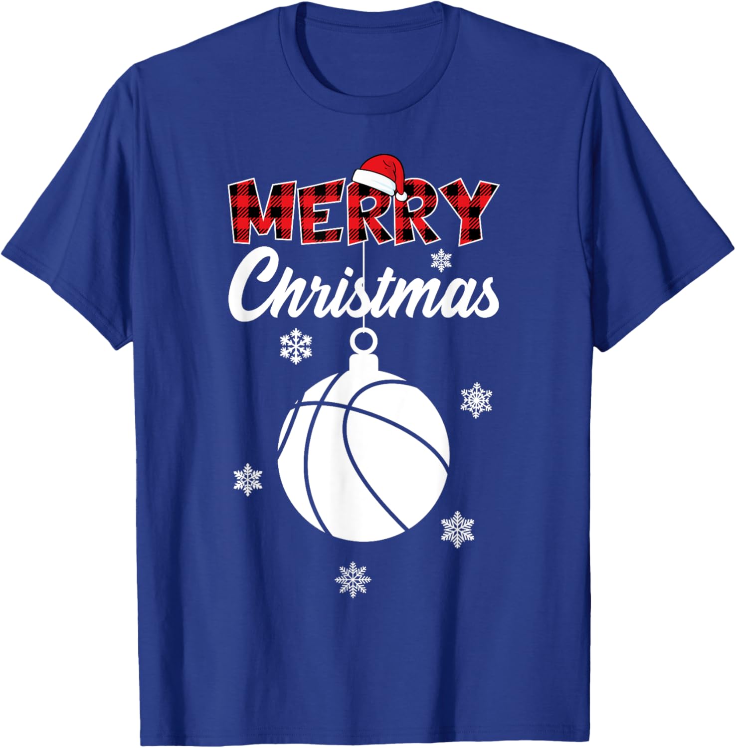 Xmas Basketball Merry Christmas T-Shirt - T-Shirt | Royal