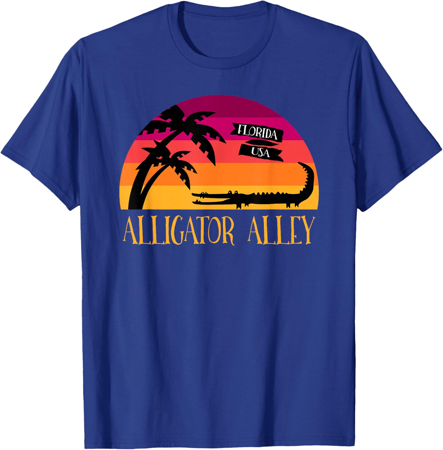 Alligator Alley Retro Sunset Florida T-Shirt - T-Shirt | Royal