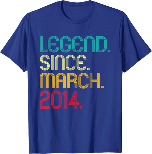 Legend Since March 2014 Vintage March 2014 Retro Men Women T-Shirt - T-Shirt | Royal