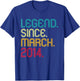 Legend Since March 2014 Vintage March 2014 Retro Men Women T-Shirt - T-Shirt | Royal