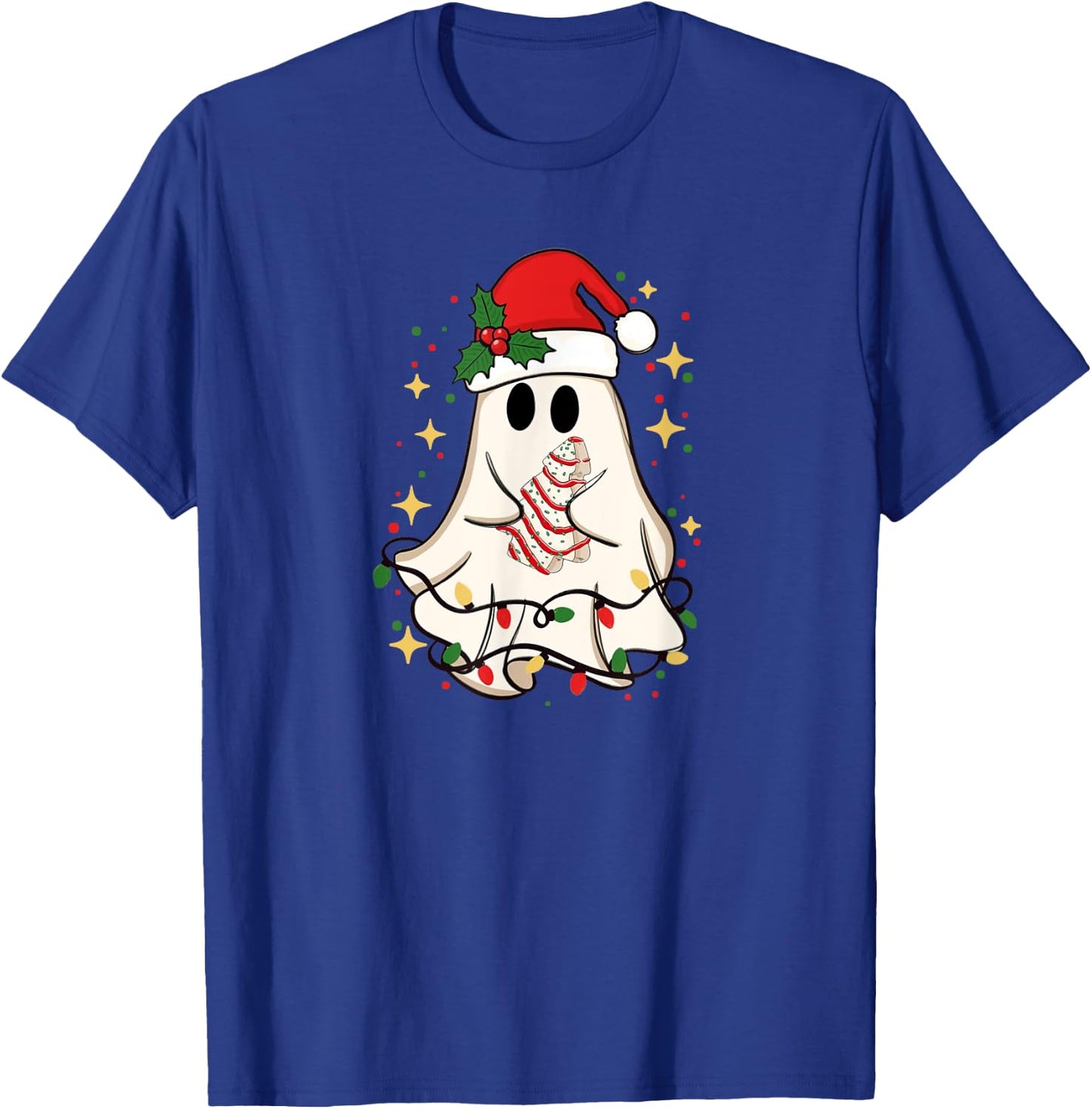 Cute Ghost Christmas Tree Frosting Frosted Cake Debbie Snack T-Shirt - T-Shirt | Royal
