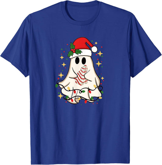 Cute Ghost Christmas Tree Frosting Frosted Cake Debbie Snack T-Shirt - T-Shirt | Royal