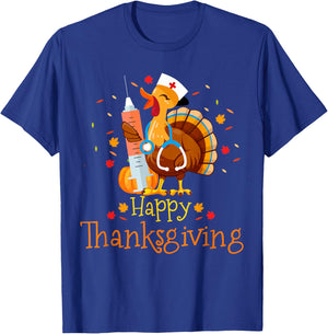 Turkey Nurse Thanksgiving Shirt Women Holiday Nursing T-Shirt - T-Shirt | Royal