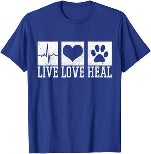 Vet Tech Live Love Heal Veterinary Dog Storage T-Shirt - T-Shirt | Royal