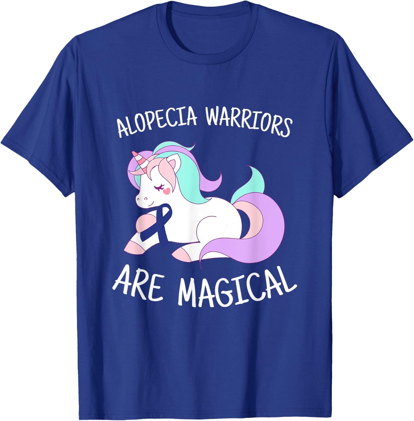 Unicorn Alopecia Warrior Gift, Alopecia Awareness T-Shirt - T-Shirt | Royal