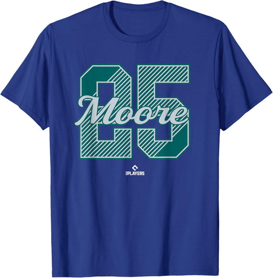 Dylan Moore 25 Seattle MLBPA T-Shirt - T-Shirt | Royal