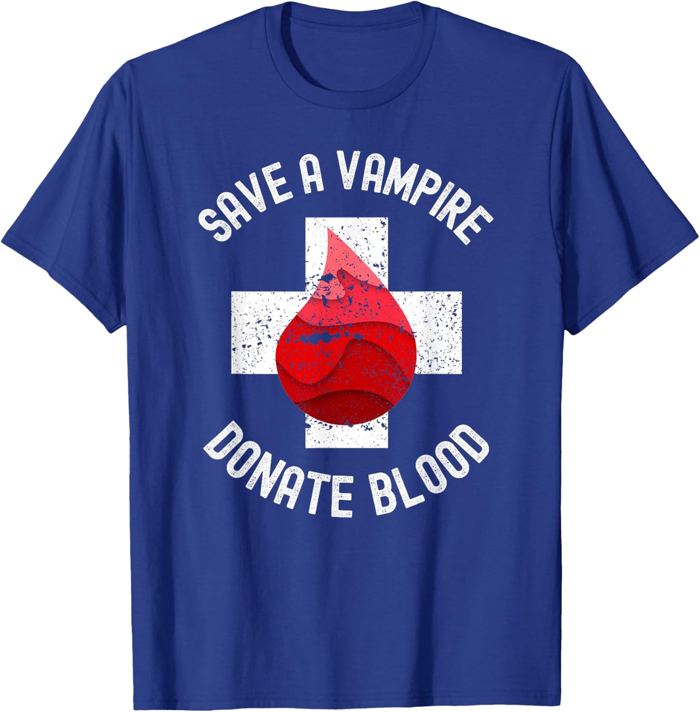Save A Vampire Donate Blood Funny Halloween T-Shirt - T-Shirt | Royal