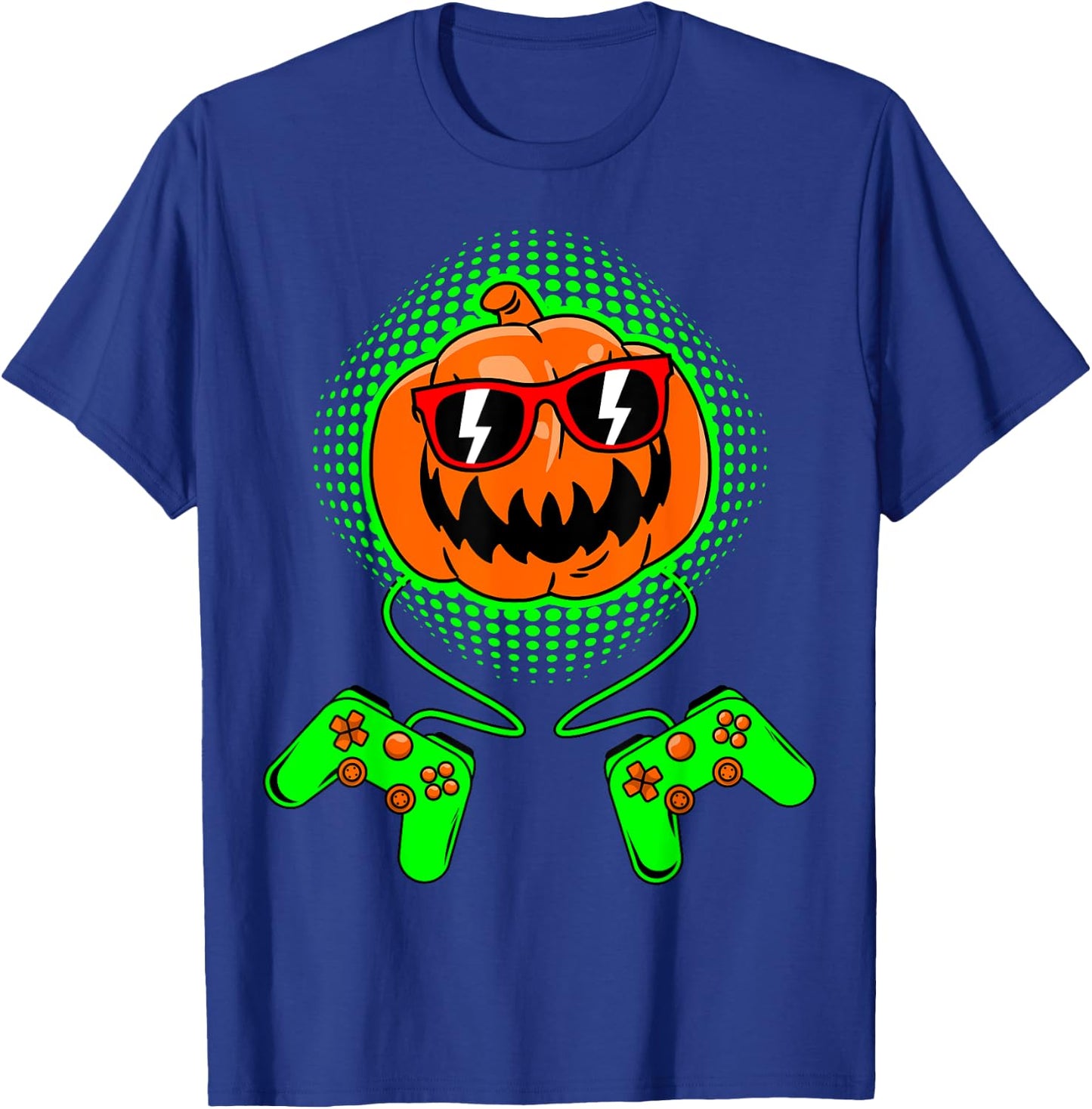 Boys Halloween Jack O Lantern Gamer Kids Men Halloween T-Shirt - T-Shirt | Royal