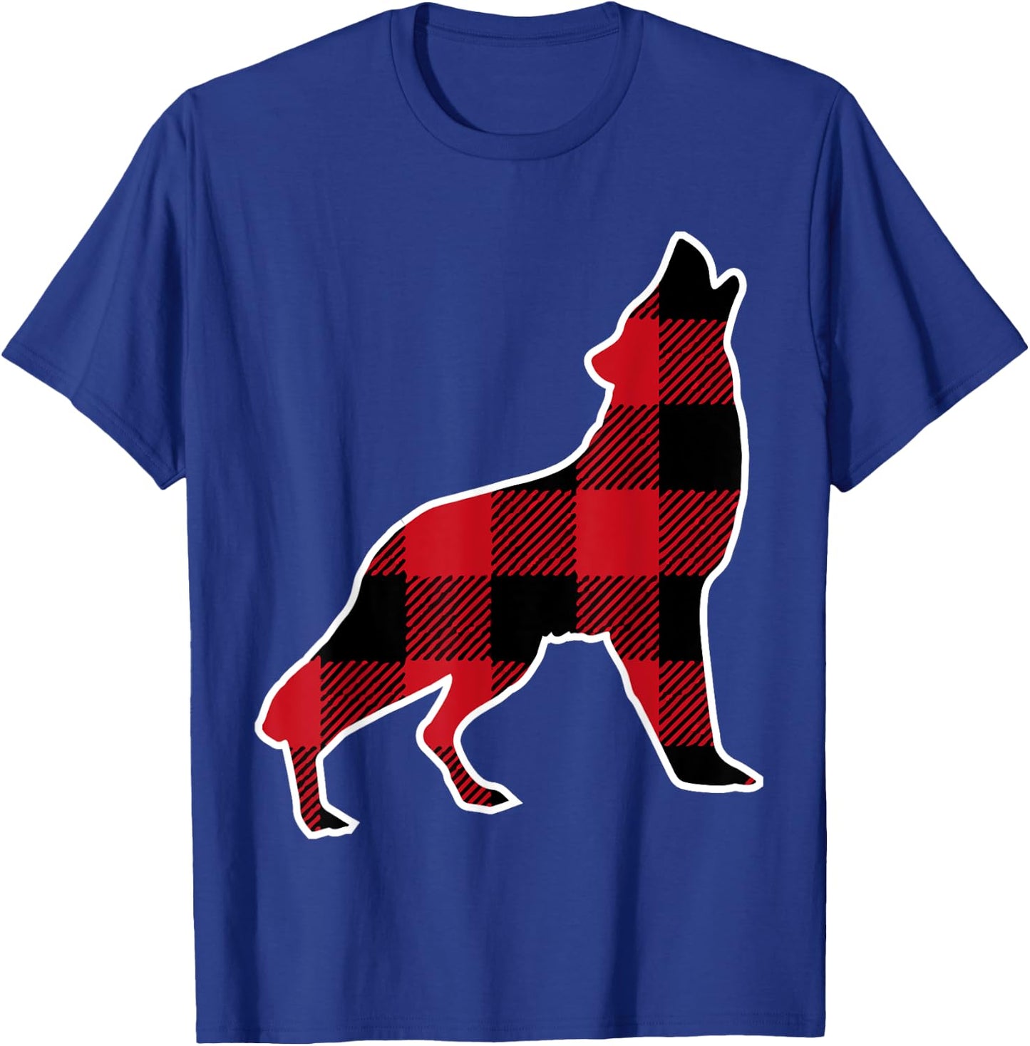 Wolf Family Shirt | Red Plaid Buffalo Matching Family Pajama T-Shirt - T-Shirt | Royal