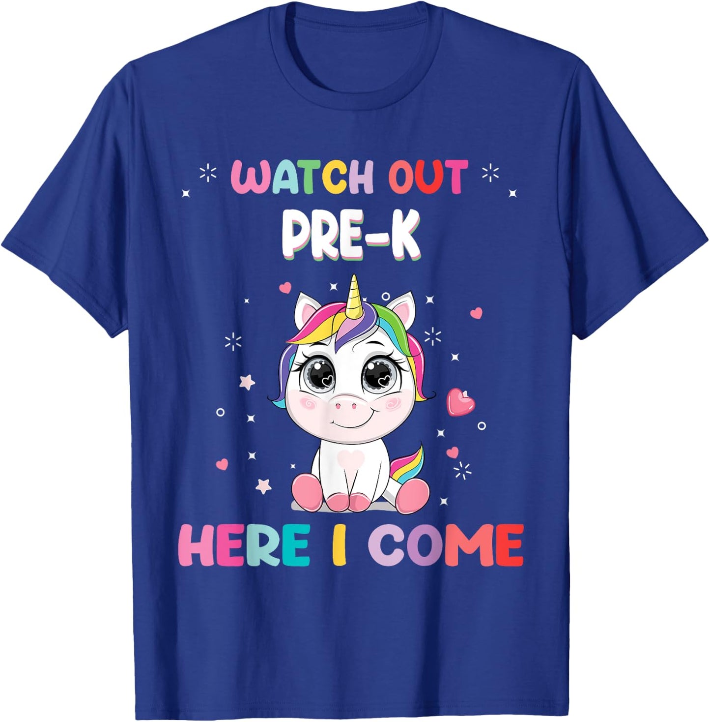 Watch Out Pre-K Here I Come Unicorn Back To School T-Shirt - T-Shirt | Royal