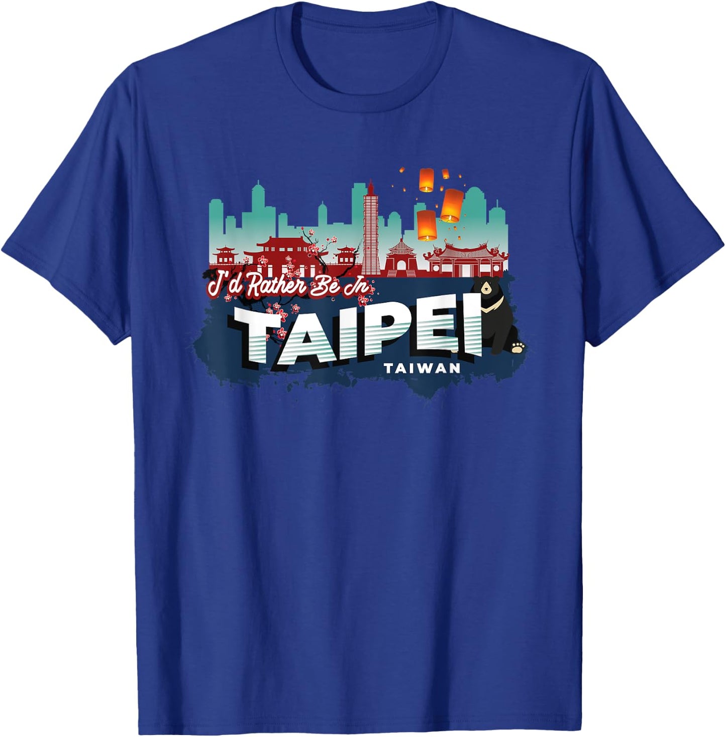 I'd Rather Be in Taipei Taiwan Vintage Souvenir T-Shirt - T-Shirt | Royal