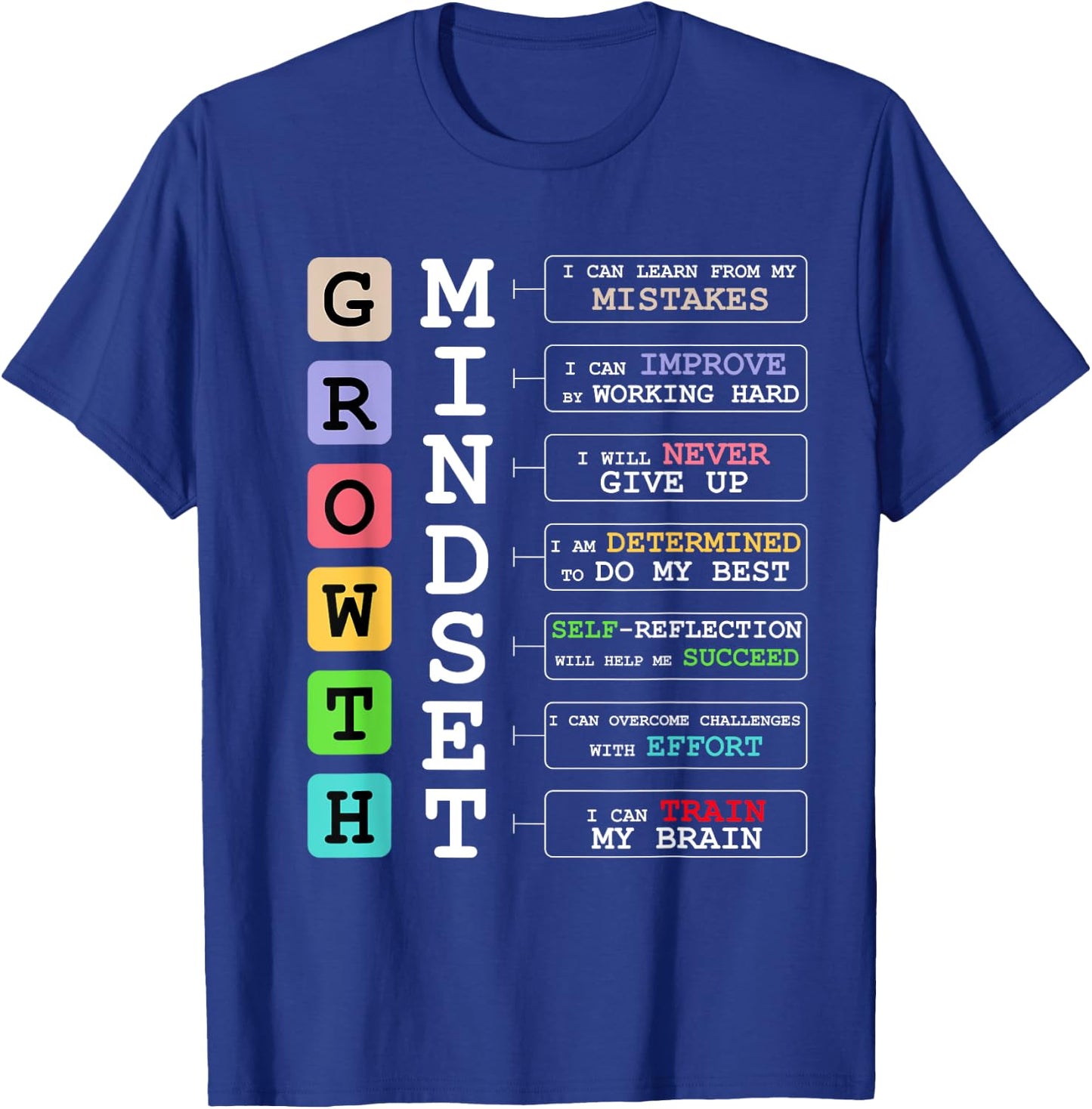 Growth Mindset shirt Positive School Classroom Teacher Gift T-Shirt - T-Shirt | Royal