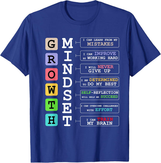 Growth Mindset shirt Positive School Classroom Teacher Gift T-Shirt - T-Shirt | Royal