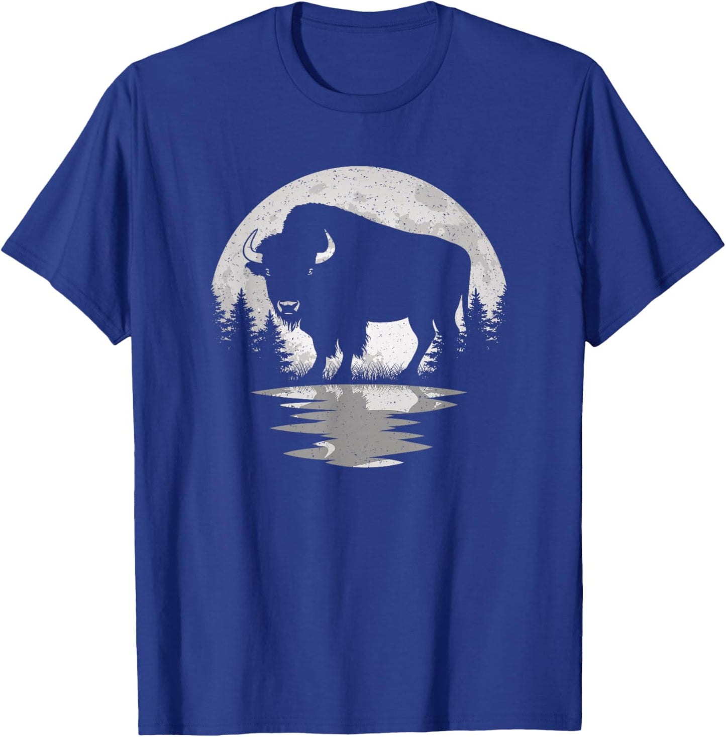 Bison Lover Moon Vintage Buffalo Men Women Kids T-Shirt - T-Shirt | Royal
